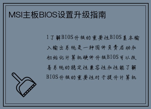 MSI主板BIOS设置升级指南